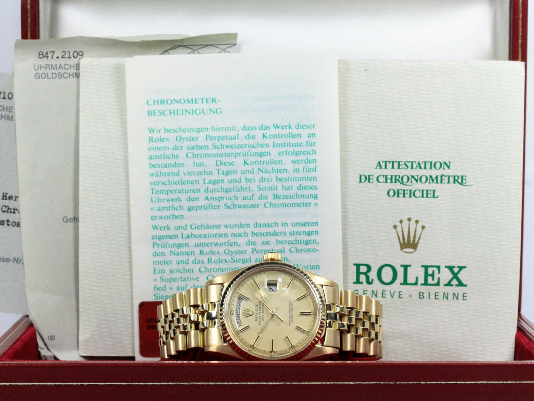 1803_RLX_Day-Date_18k_GGold_Juiblee_Champagne_ZB_Serial_2696XXX_FSet_Schweiz_0