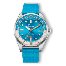 Squale Matic S Light Blue Mosaik-Kautschukband MATICLBWLB.MRLB – Taucheruhr Edelstahl 39,5 mm, Zifferblatt Blau, Mosaik-Kautschukband