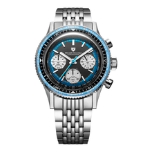 Nivada Grenchen Chronoking Racing II Blue 87053Q – Herrenuhr 38 mm, Zifferblatt Blau