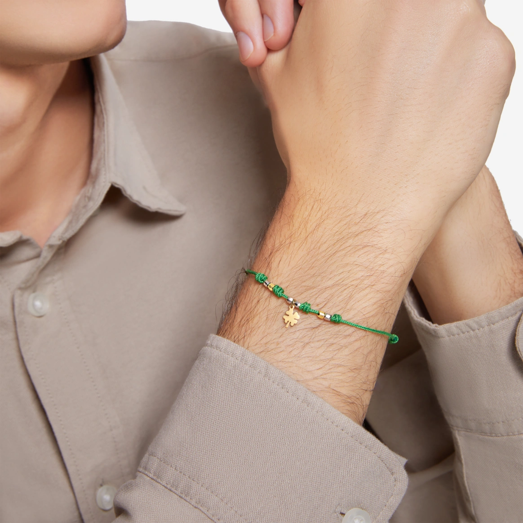 Kordelarmband Kleeblatt