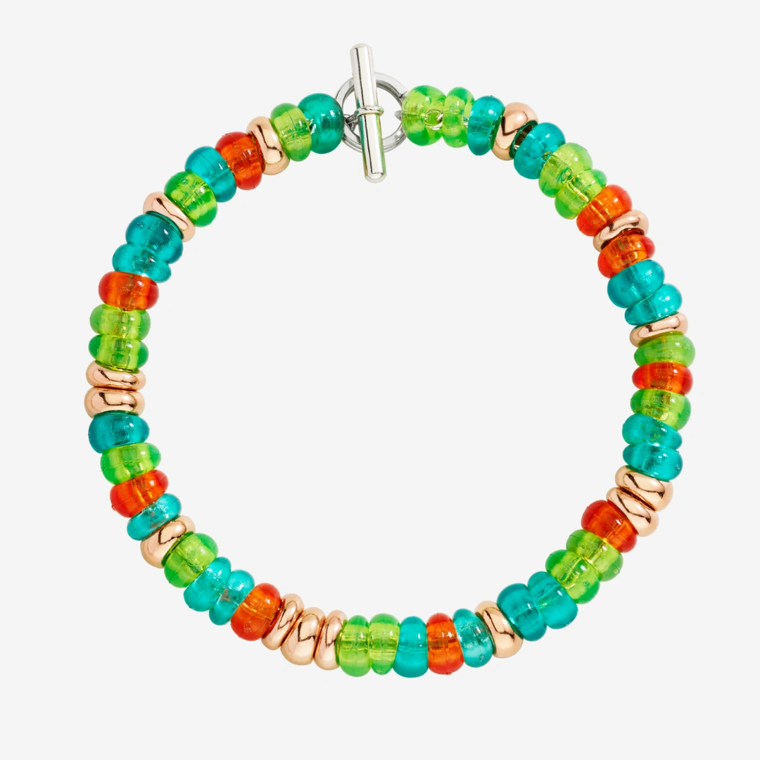 Armband Mit Vergoldeten Silber-Rondelle & Recyceltem Kunststoff
