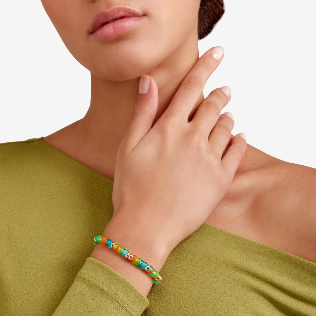 Armband Mit Vergoldeten Silber-Rondelle & Recyceltem Kunststoff