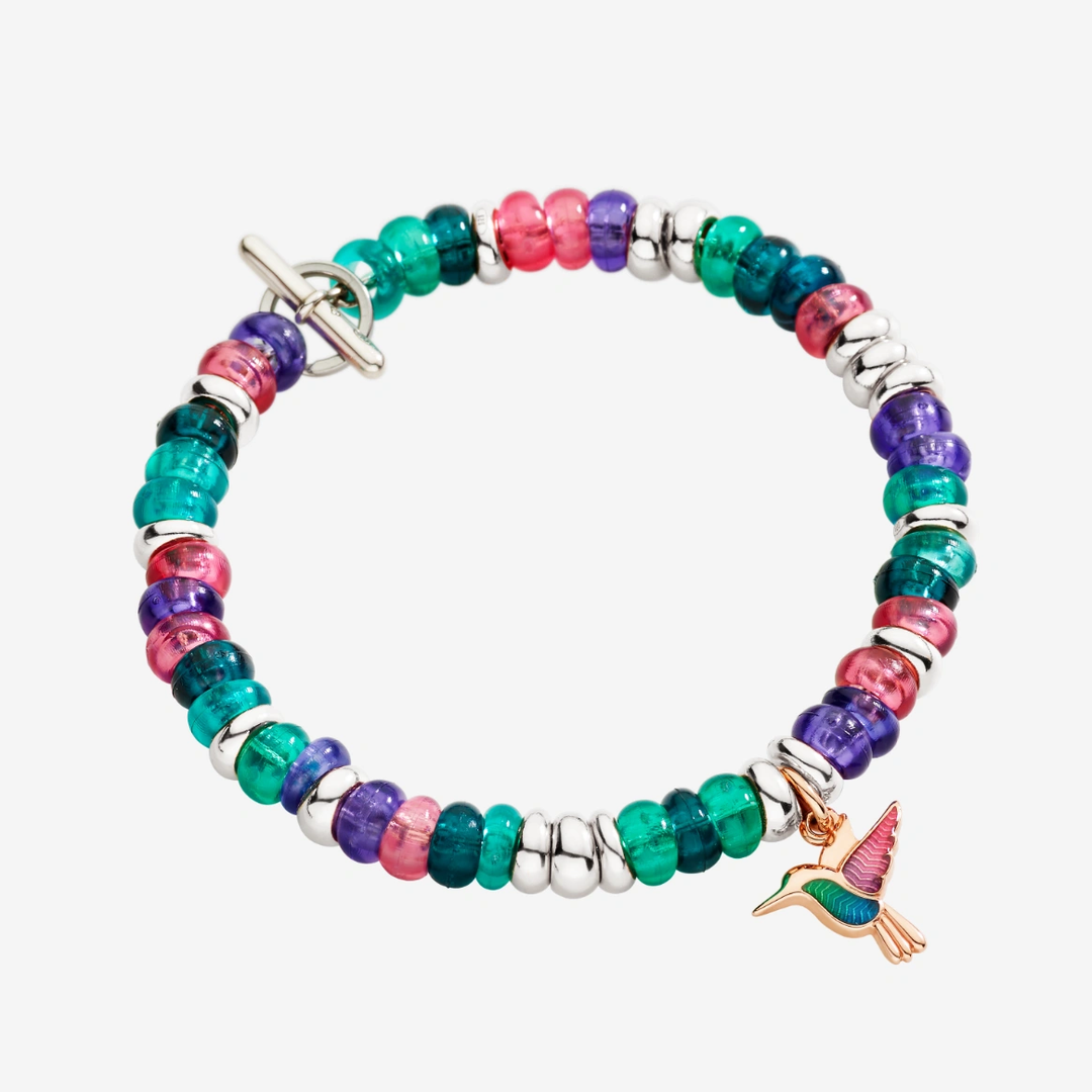 Armband Rondelle Aus Silber Und Recyceltem Kunststoff Rosa