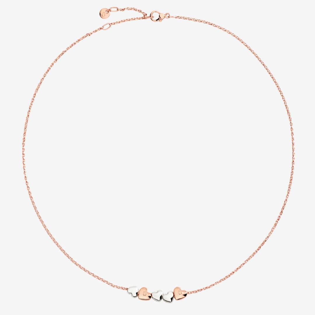 Halskette Herz aus Rosegold und Silber