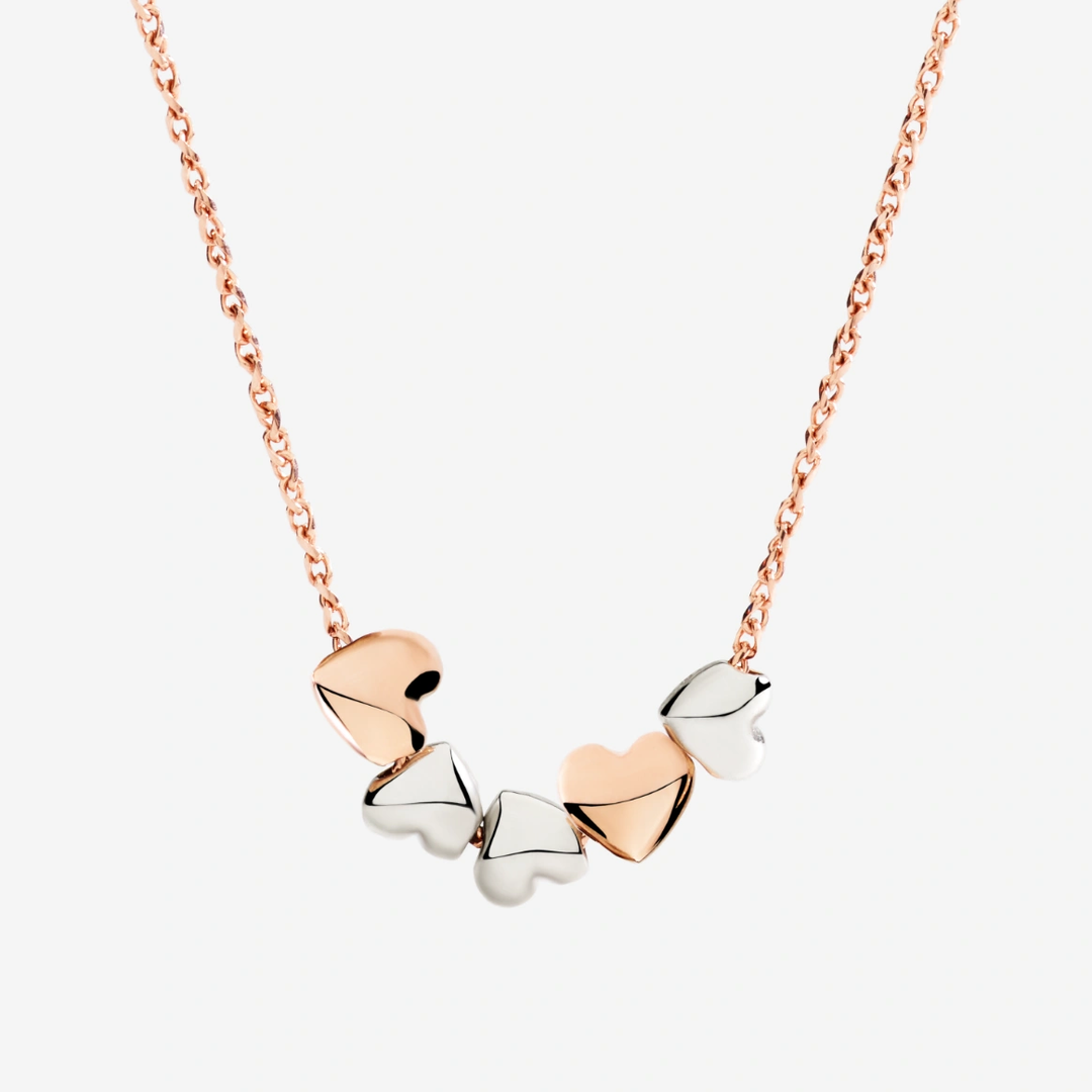 Halskette Herz aus Rosegold und Silber