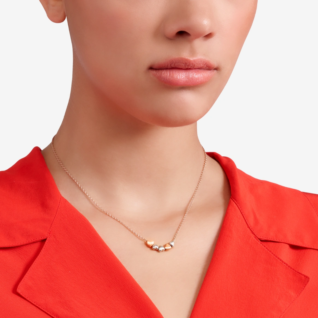 Halskette Herz aus Rosegold und Silber