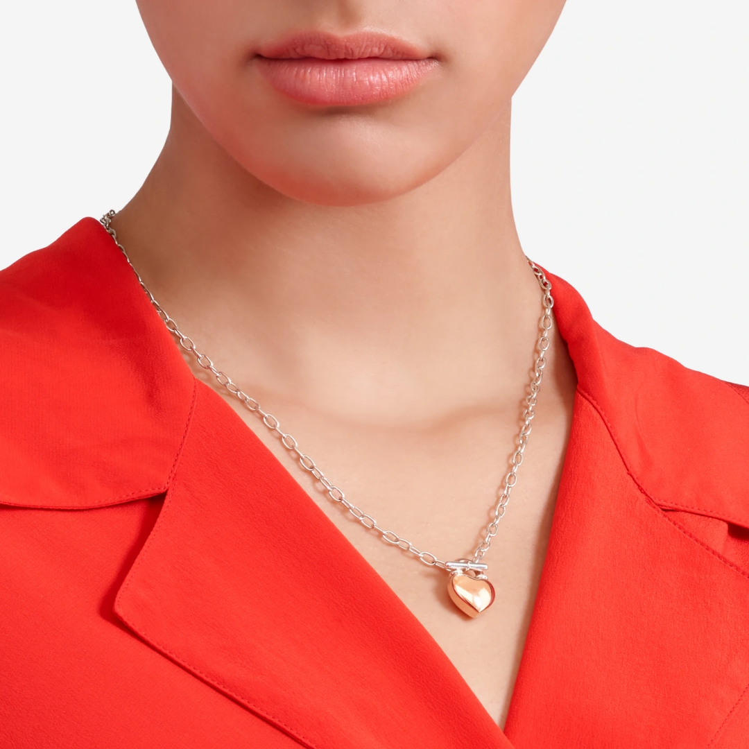 Halskette Herz Aus Roségold Und Silber