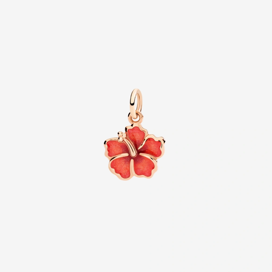 Anhänger Hibiskusblüte Aus Roségold Und Emaille