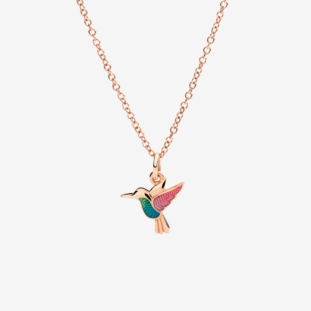Anhänger Kolibri Aus Roségold Und Emaille
