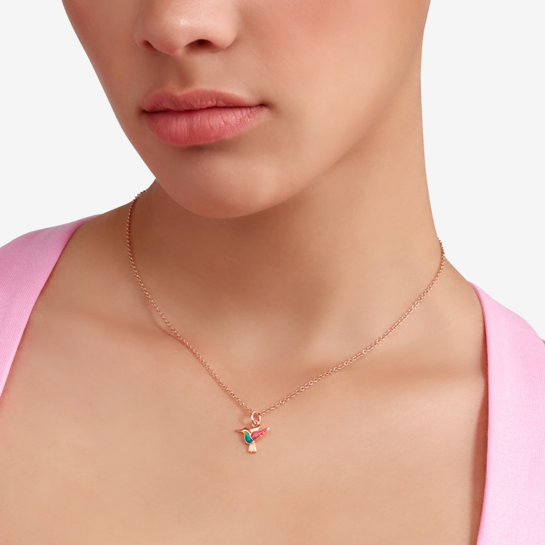 Anhänger Kolibri Aus Roségold Und Emaille