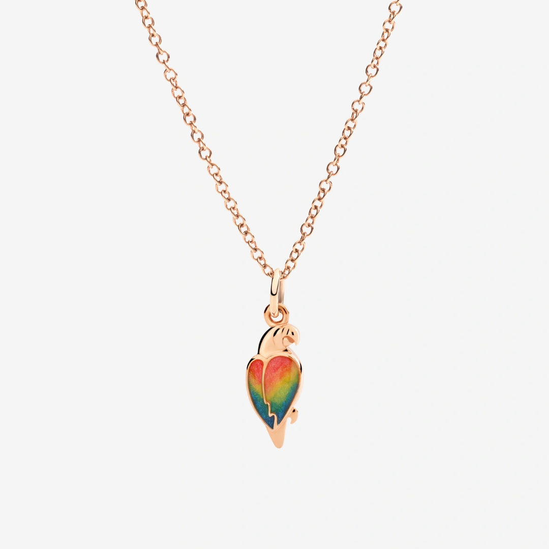 Anhänger Papagei Aus Roségold Und Emaille