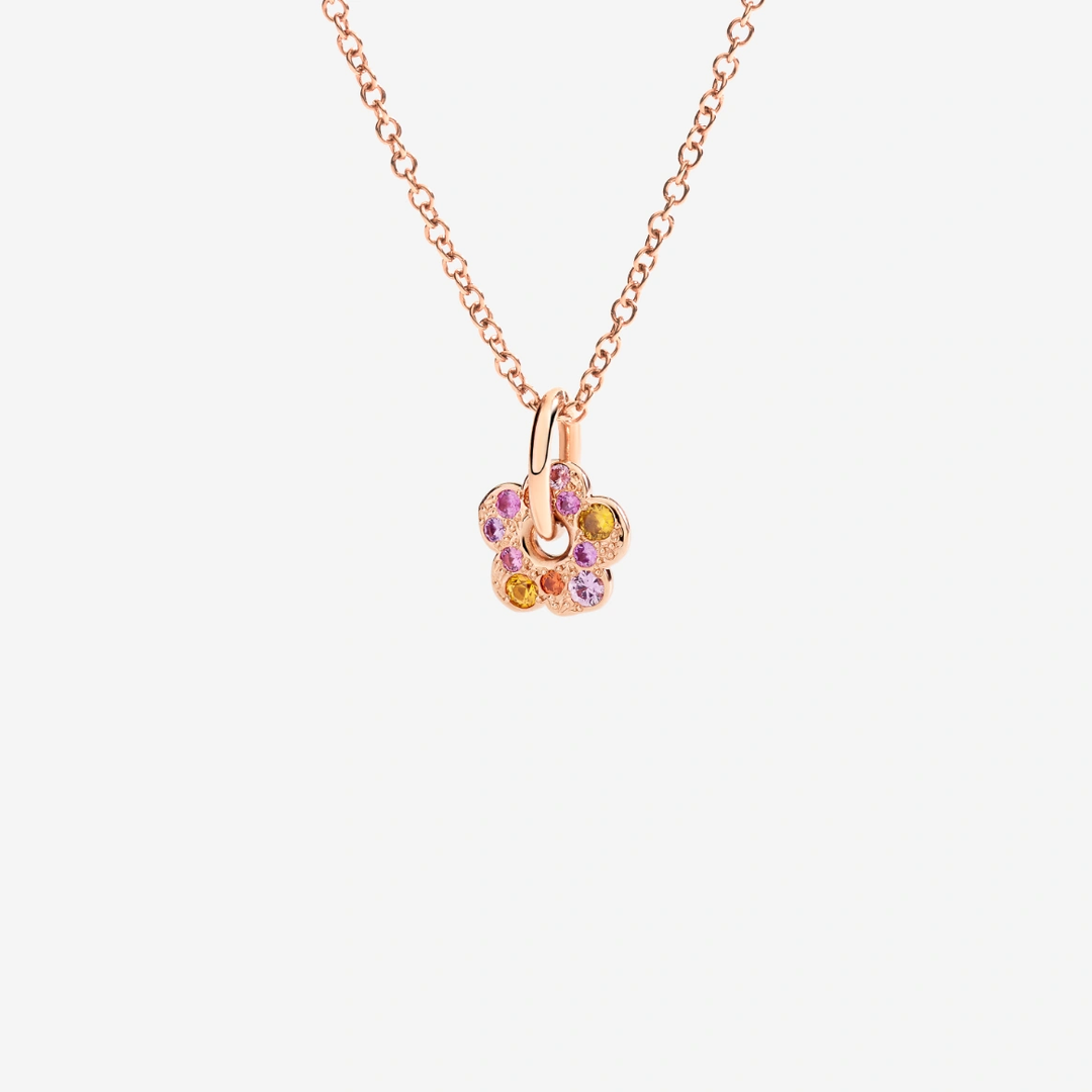 Anhänger Blume Aus Roségold Mit Saphiren