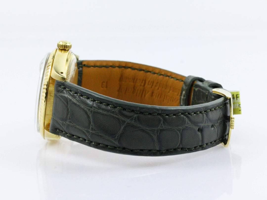 Rolex Date 18k Gold Alligator Referenz 15038