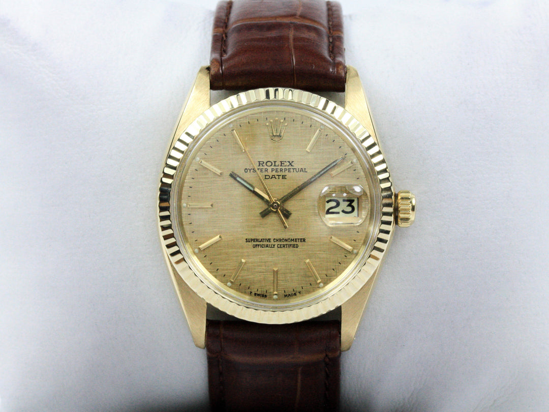 Rolex Date 18k Gold Alligator Referenz 1503