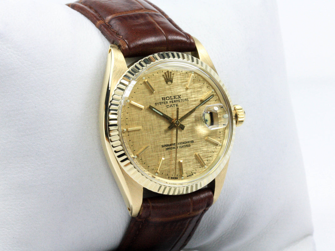 Rolex Date 18k Gold Alligator Referenz 1503