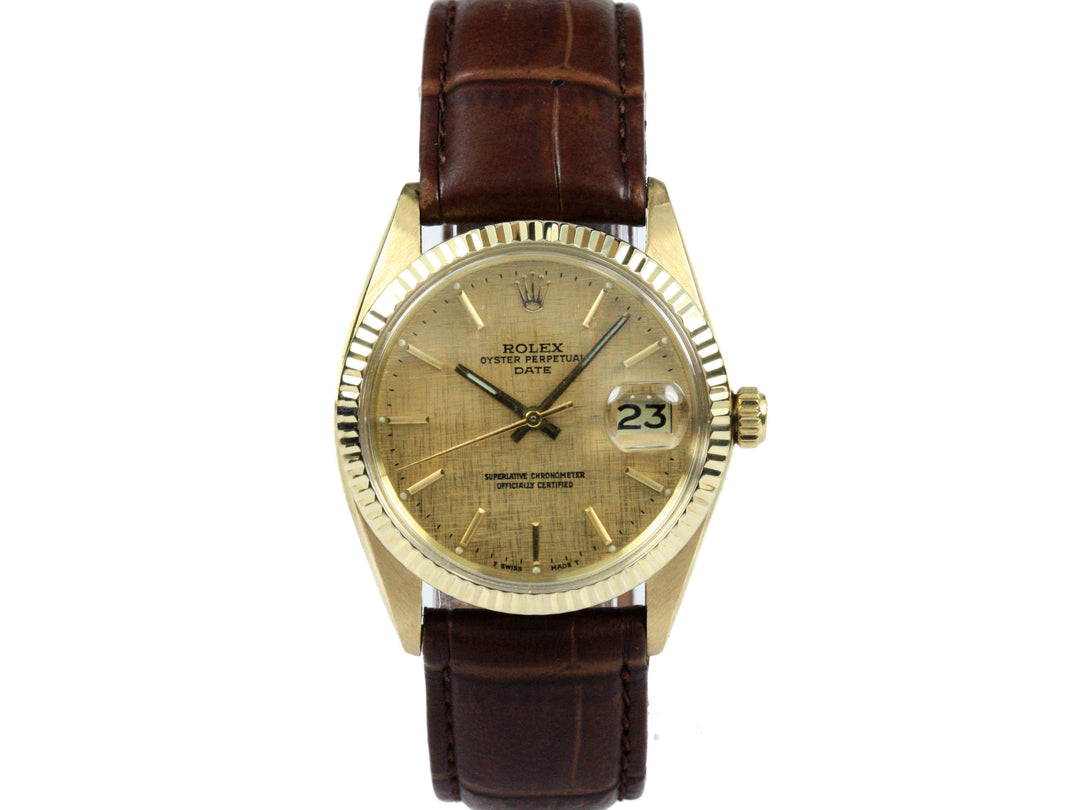 Rolex Date 18k Gold Alligator Referenz 1503