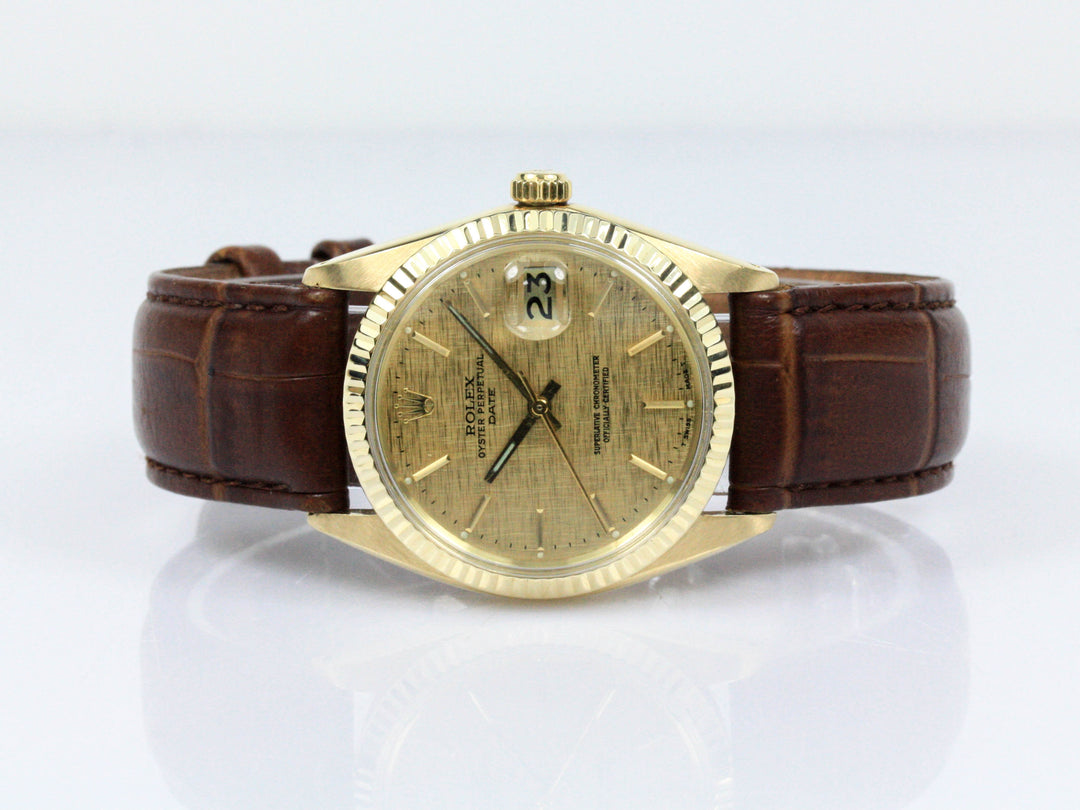 Rolex Date 18k Gold Alligator Referenz 1503
