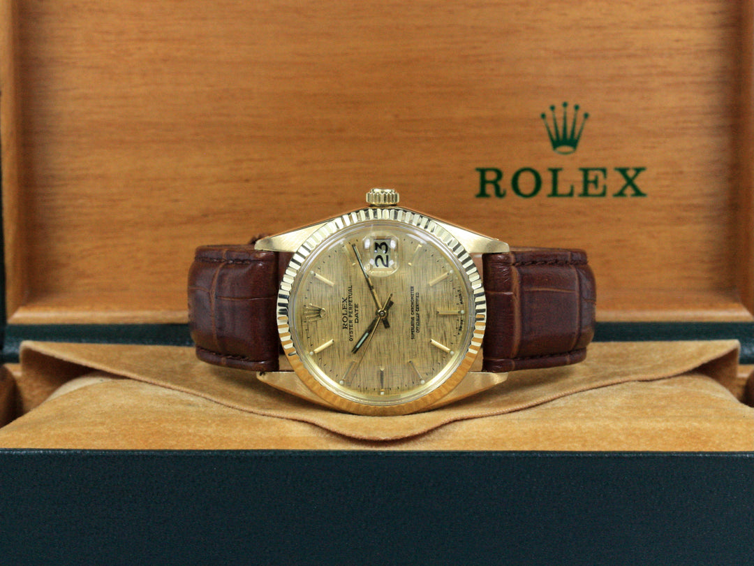 Rolex Date 18k Gold Alligator Referenz 1503