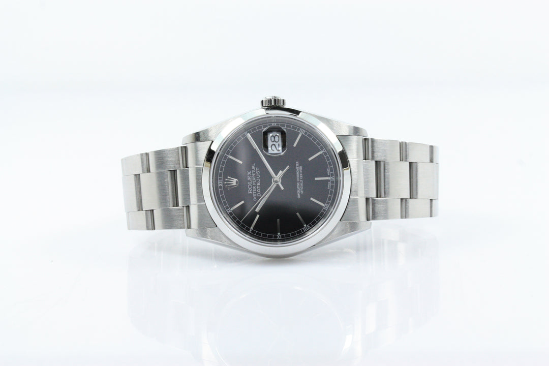Datejust 36 mm Schwarzes Zifferblatt Unpolished Referenz 16200
