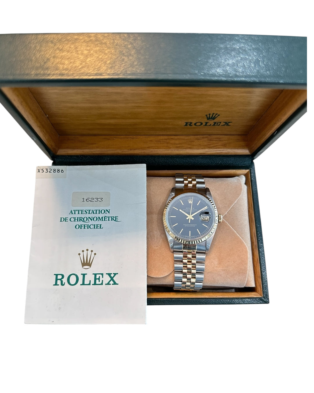 Rolex Oyster Perpetual Datejust Bj 1992 Schwarzes ZB Referenz 16233