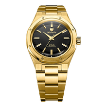 Nivada Grenchen F77 Gold MK2 38mm 68028A – Herrenuhr 38 mm, Zifferblatt Schwarz