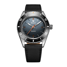 Nivada Grenchen Antarctic Diver Aquamar Grey 38mm 32077A17 - Lederarmband Schwarz