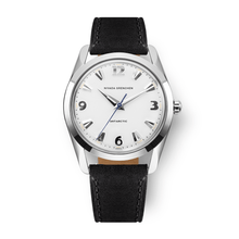 Nivada Grenchen Antarctic White 35mm 35005M17 - Lederarmband Schwarz