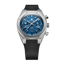 Nivada Grenchen F77 Chrono Mecaquartz Blue 38mm 68000Q77-DR - Kautschukarmband Schwarz