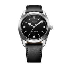 Nivada Grenchen Super Antarctic Black White Luminova 35mm 35014M17 - Lederarmband Schwarz