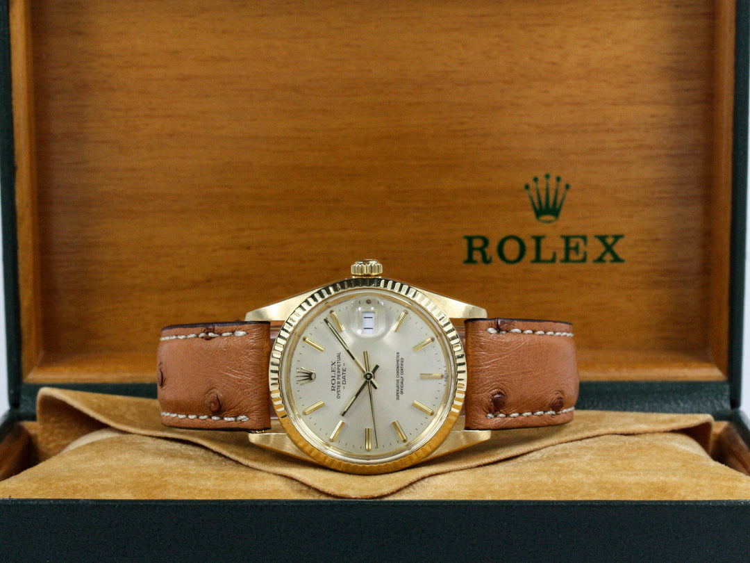 15038_RLX_Date_18k_GGold_Quickset_Champagne_Dial_Serial_R715XXX_Leder_Strauß_0