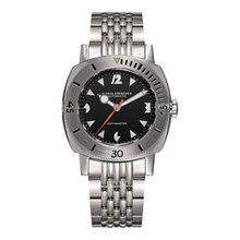 Nivada Grenchen Depthmaster White Pacman 14102A – Herren-Taucheruhr Edelstahl 39 mm mit schwarzem Zifferblatt, weißen Indizes und Edelstahlarmband