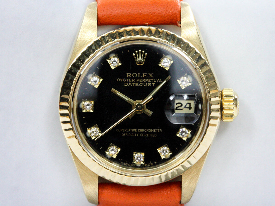 6927_RLX_Datejust_Lady_18k_GGold_Black_Diamond_Dial_Leather_Serial_4467XXX_Bj_1976_1