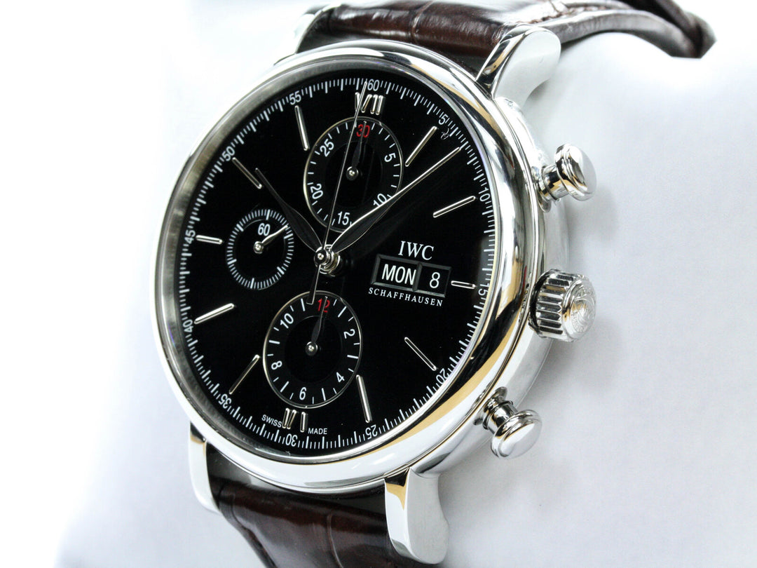 IW391008_IWC_Portofino_Chronograph_Black_Dial_Serial_5189XXX_Leder_Dornschließe_2