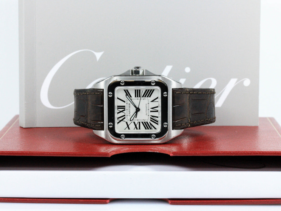 W20106X8_Cartier_Santos_100_Automatic_33mm_Stahl_Leder_FSet_2007_0-scaled