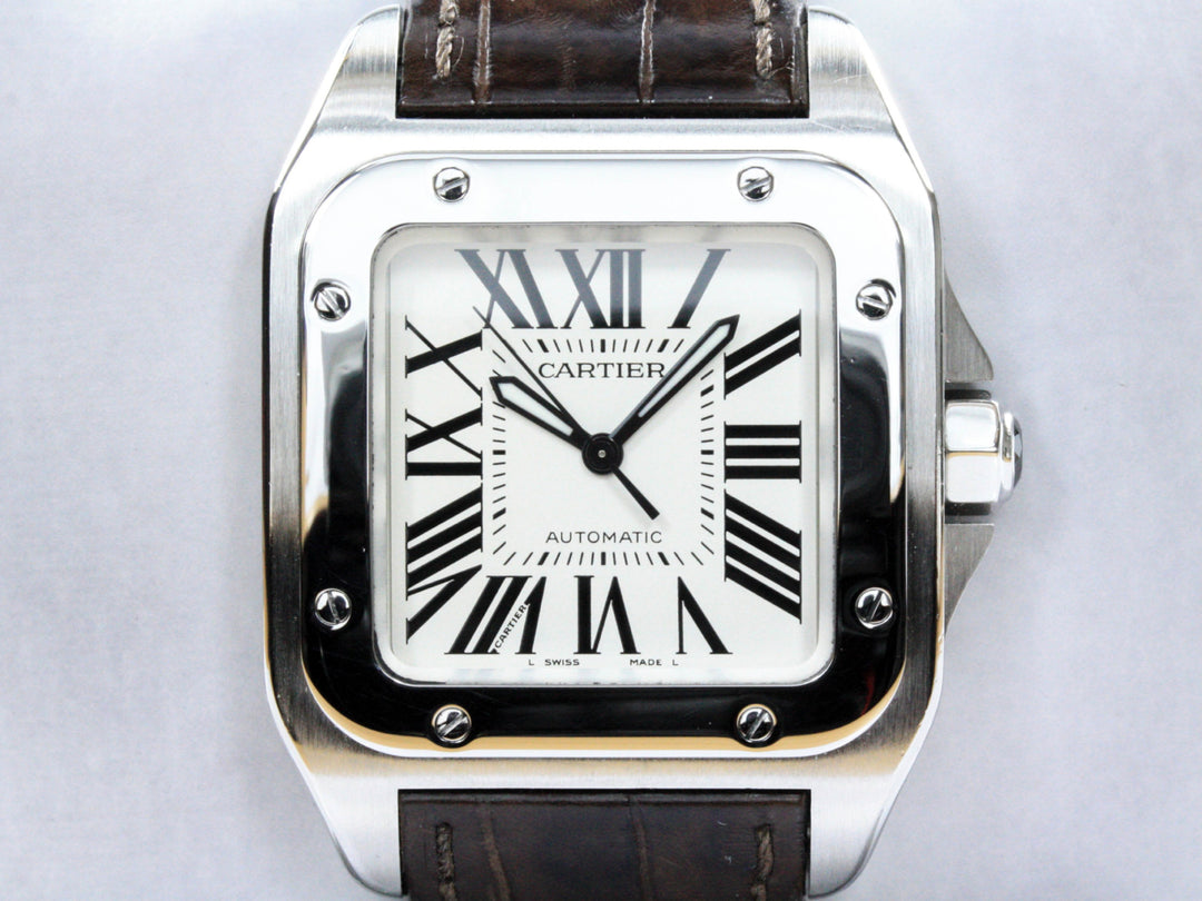 W20106X8_Cartier_Santos_100_Automatic_33mm_Stahl_Leder_FSet_2007_1-scaled