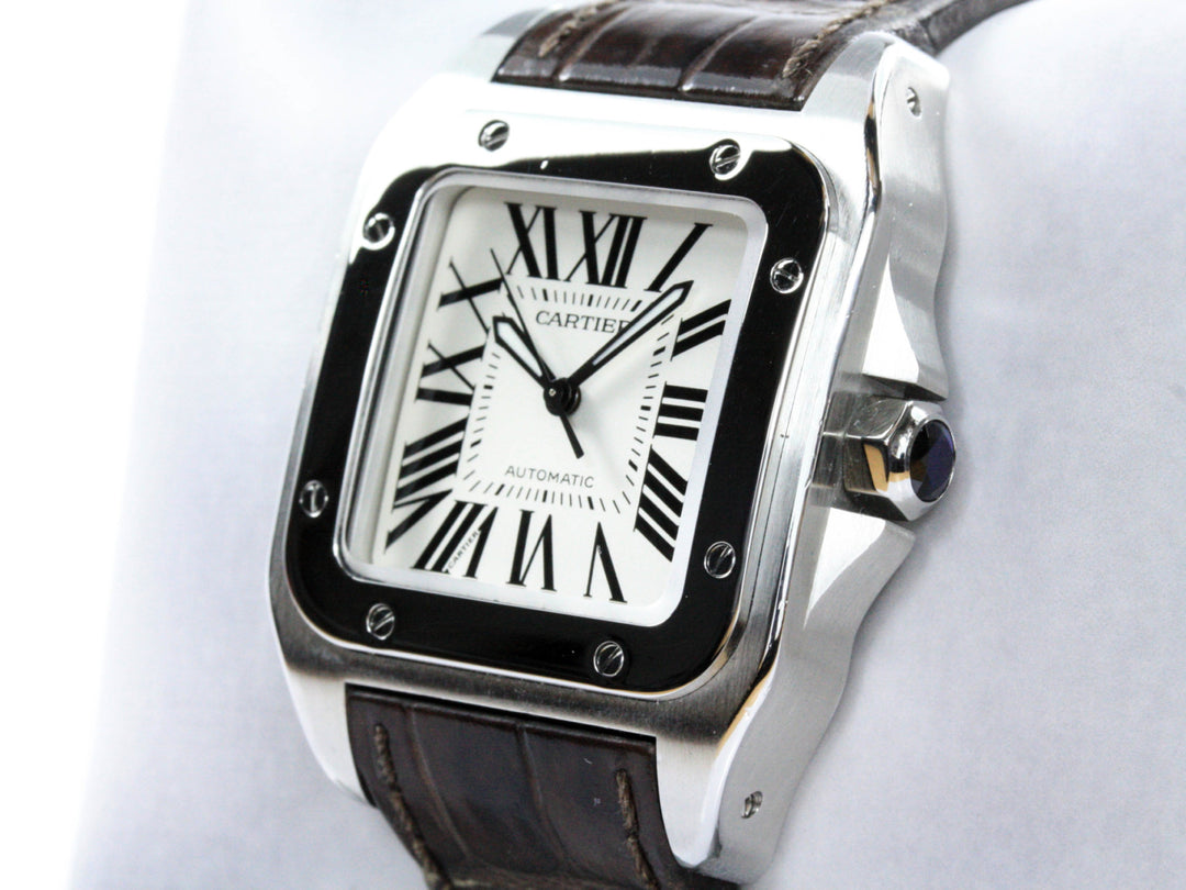 W20106X8_Cartier_Santos_100_Automatic_33mm_Stahl_Leder_FSet_2007_2-scaled