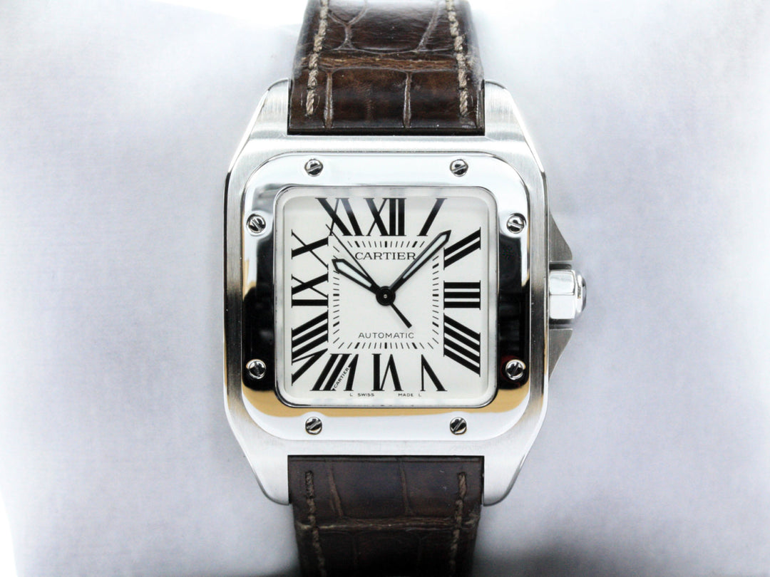W20106X8_Cartier_Santos_100_Automatic_33mm_Stahl_Leder_FSet_2007_4-scaled
