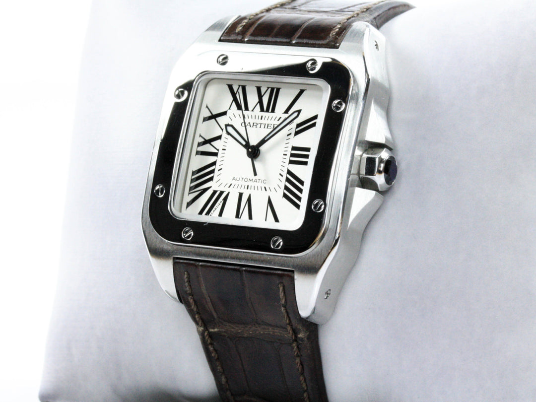 W20106X8_Cartier_Santos_100_Automatic_33mm_Stahl_Leder_FSet_2007_5-scaled