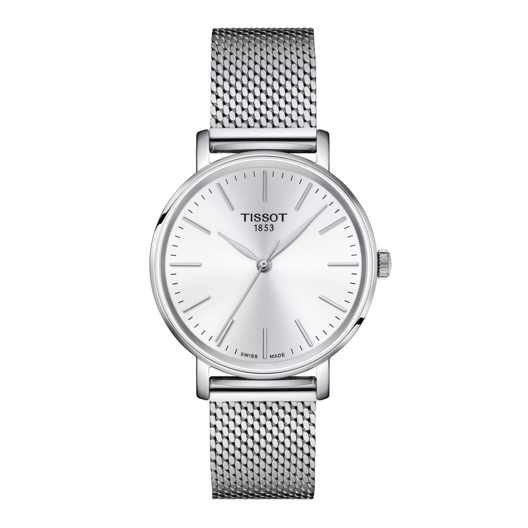 Tissot Everytime 34mm T143.210.11.011.00 - Zifferblatt Weiß, Armband Milanaise Stahl