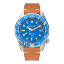 Squale 1521 Blue Blasted – Taucheruhr mit sandgestrahltem Edelstahlgehäuse 42 mm, blauem Zifferblatt und Lederarmband
