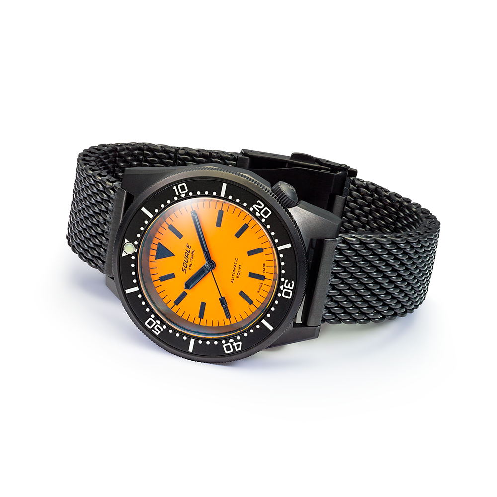 Squale 1521 Full Luminous Orange Militaire 42mm Milanaise-Armband 1521DLCFOR.MEPVD20 - Gehäuse im Profil