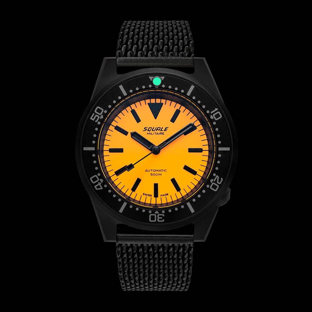Squale 1521 Full Luminous Orange Militaire 42mm Milanaise-Armband 1521DLCFOR.MEPVD20 - Leuchtmasse im Dunkeln