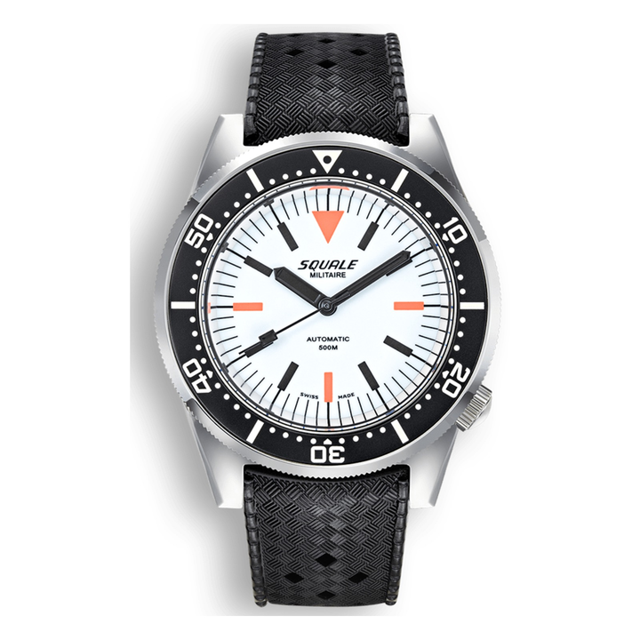 Squale 1521 Full Luminous Militaire Kautschukband 1521FUMIWT.HT – Taucheruhr Edelstahl 42 mm, Zifferblatt Weiß, Kautschukband
