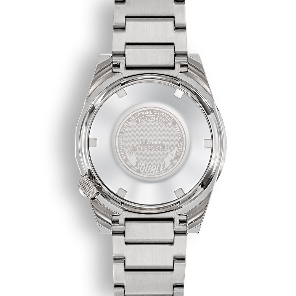 Squale 1521 Blue Blasted Edelstahlband 1521BLUEBL.SQ20S – Gehäuseboden