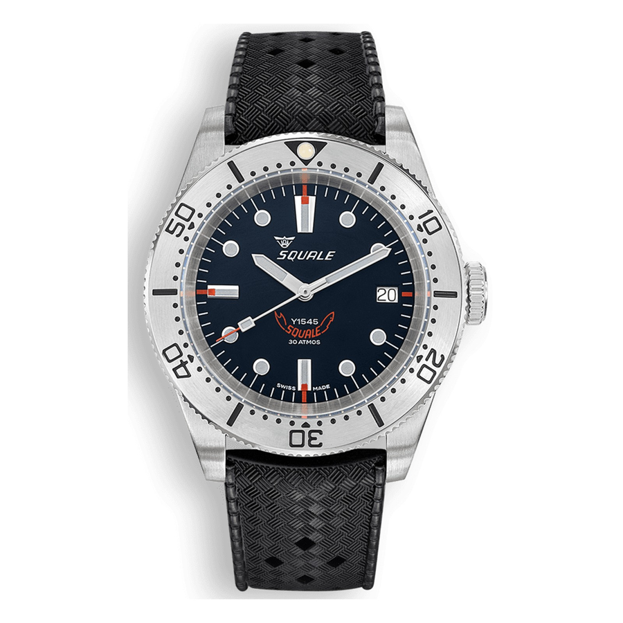 Squale 1545 Steel Black Kautschukband 1545SSBK.HT – Taucheruhr Edelstahl 40 mm, Zifferblatt Schwarz, Kautschukband