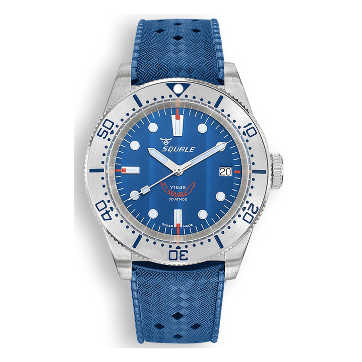 Squale 1545 Steel Blue Kautschukband 1545SSBLC.HTB – Taucheruhr Edelstahl 40 mm, Zifferblatt Blau, Kautschukband