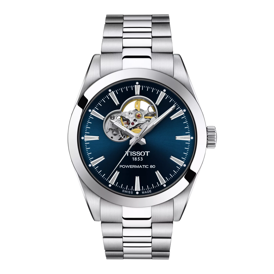 Tissot Gentleman Open Heart 40mm T127.407.11.041.01 - Zifferblatt Blau, Armband Stahl