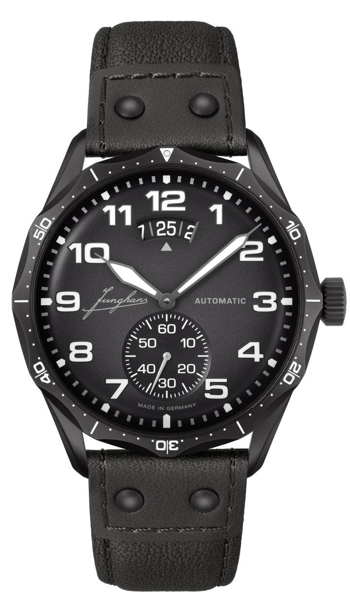 Junghans Pilot Automatic 43,3mm 27/4491.00 - Zifferblatt Dunkelgrau, Armband Leder