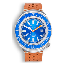 Squale 2002 Blue Lederband 2002.SS.BL.BL.PTC – Taucheruhr Edelstahl 44 mm, Zifferblatt Blau, Lederband