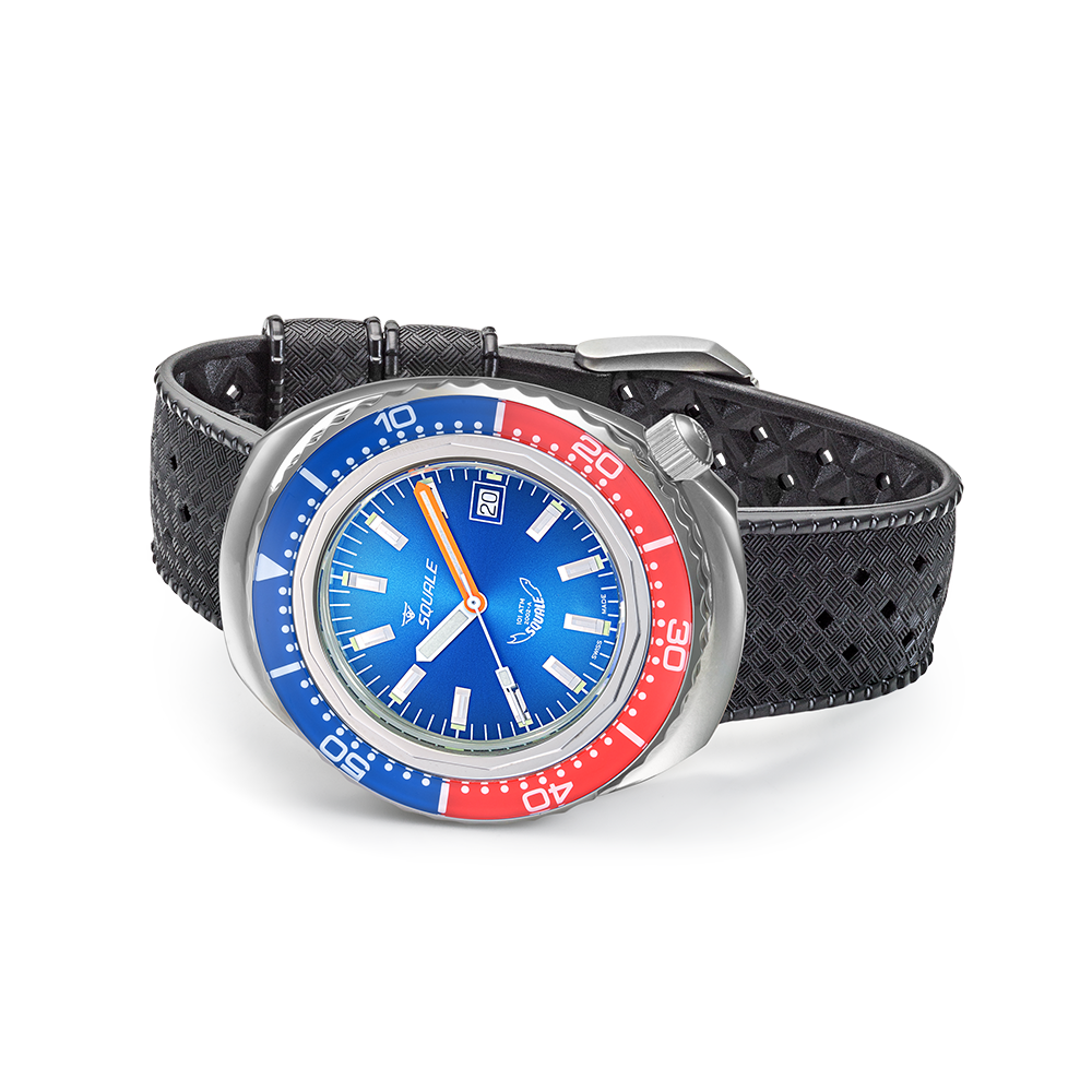 Squale 2002 Blue Red 44mm Kautschukband 2002.SS.BLR.BL.HT - Gehäuse im Profil